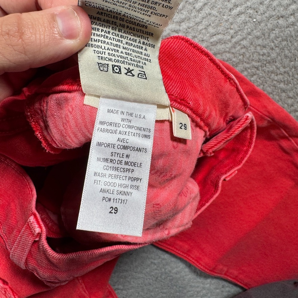 Alice Olivia Jeans Womens 29 (28x26) Red Stretch Good High Rise Ankle Skinny - Picture 5 of 10
